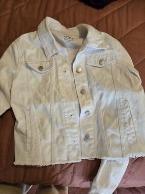 Ci Sono White Button-Front Lightweight Denim Jacket